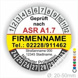 ASR Prüfung Prüfplaketten individuell-personalisiert-firmenaufdruck