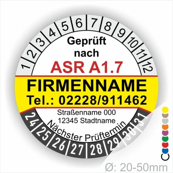 ASR Prüfung Prüfplaketten individuell-personalisiert-firmenaufdruck