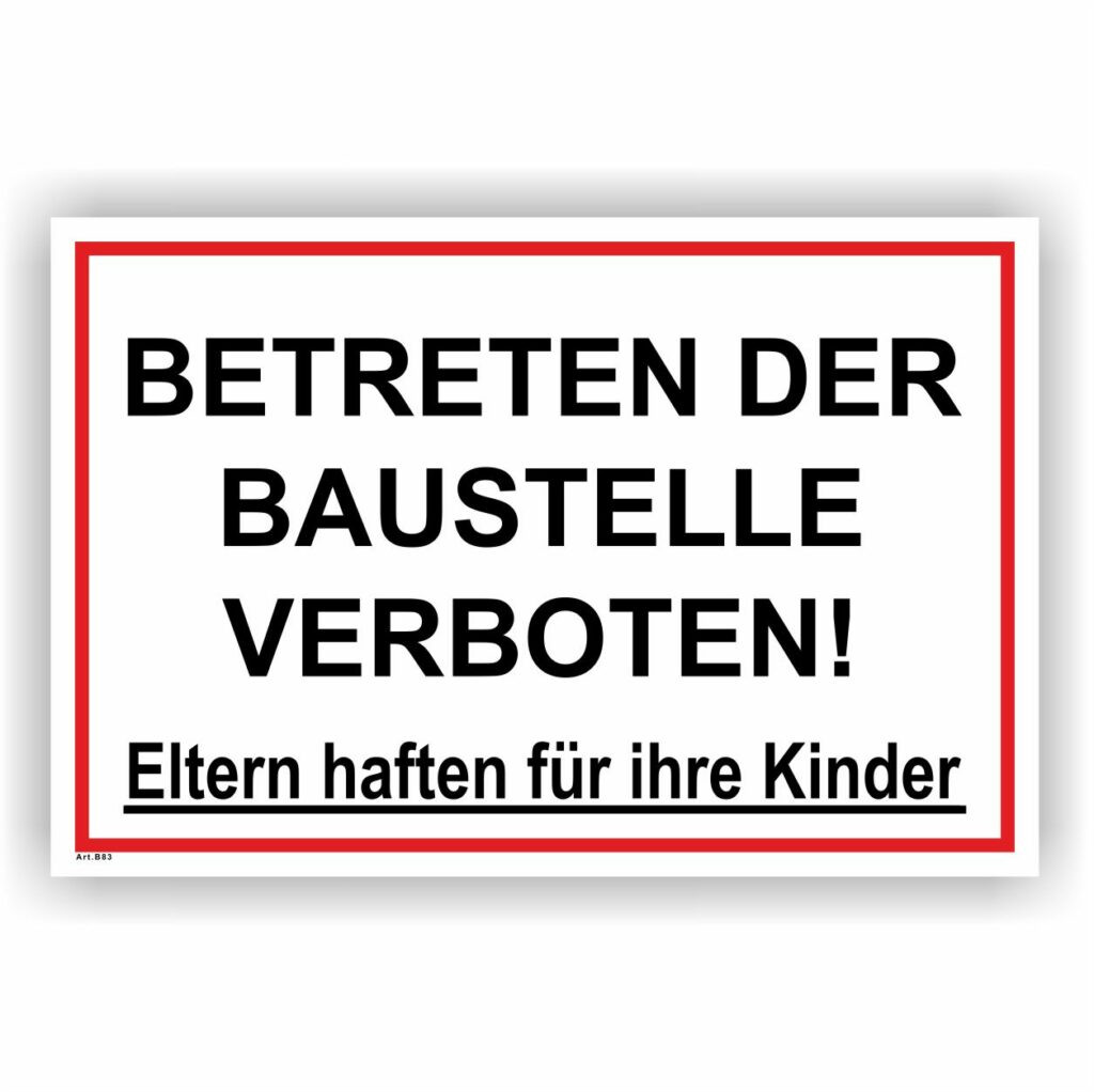 Komma Security Baustellen Schild 'Betreten Verboten' | 30x20 Cm | Kunststoff, Witterungsbeständig | Für Zaun, Tor Oder Wand