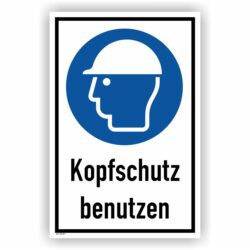 Kopfschutz benutzen Schild