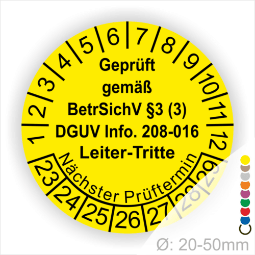 20 Prüfplaketten Für Leitern & Tritte – ø 30 Mm, Jahreszahlen 2025–2030, Permanent Klebend, Made In Germany, Nachhaltig – Inkl. Baum-Pflanzaktion