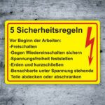 Hinweis- Schild Elektro Die 5 Sicherheitsregeln