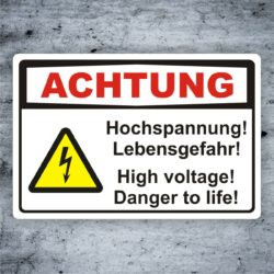 Warnschild Schild Achtung Hochspannung Lebensgefahr