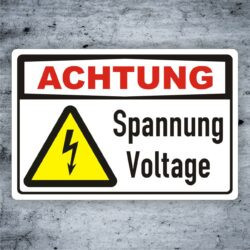 Warn- Schild Achtung Spannung Voltage Warnhinweis Hinweisschild