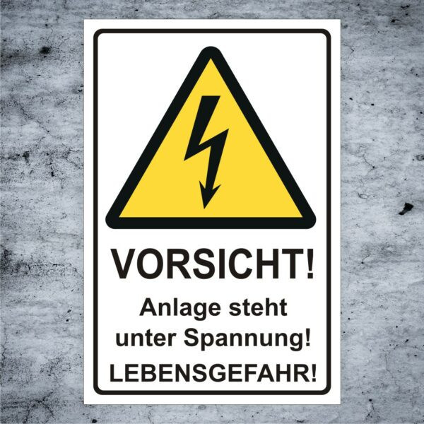 Warnschild Elektro Vorsicht Anlge steht unter Spannung Lebensgefahr