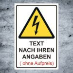 Warnschild Kombischild Elektro mit Text nach ihren Angaben