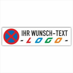 Parkplatzschild mit Wunschtext und Logo 500x130mm - PrintEngel