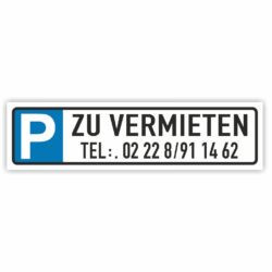 Individuelles Parkplatzschild 520x110mm mit P-Symbol aus Aluminium