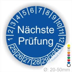 Nächste Prüfung Prüfplakette Mehrjahresplakette rund,