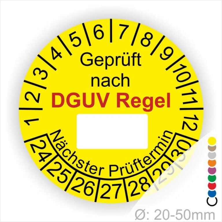 Geprüft nach DGUV Regel 100-500, weiß - Prüfplaketten nach DGUV, fälschungssicher online kaufen Geprüft nach DGUV Regel 100-500, weiß - Prüfplaketten nach DGUV, fälschungssicher online kaufen