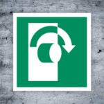 Sicherheitskennzeichnung für Ihren Betrieb - Öffnung durch Rechtsdrehung- als Schild oder Aufkleber auch Nachleuchtend
