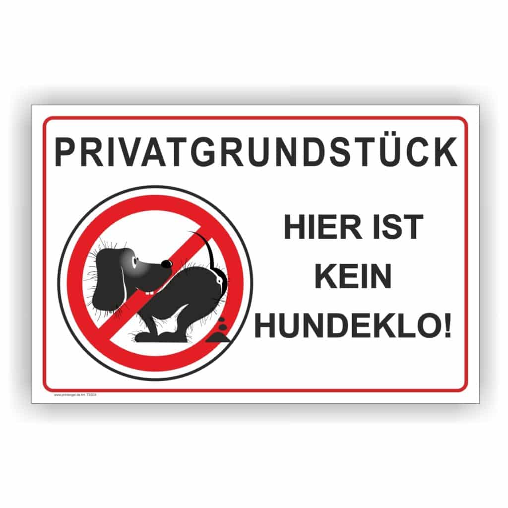Kein Hundeklo Privatgrundstück Hinweis Schild PrintEngel