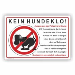 Hunde Toilette Verbot Schild