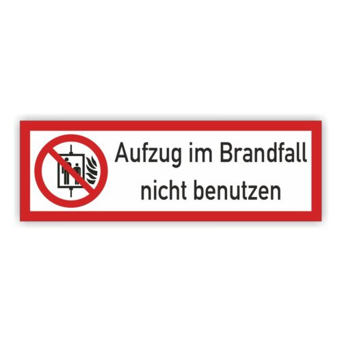 AUA SIGNALETIQUE Brandschutzschild – „Im Brandfall Aufzug Nicht Benutzen“, Alu-Dibond 3 Mm, 150x210 Mm