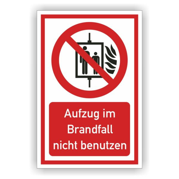 Kombi Schild Aufzug im Brandfall nicht benutzen