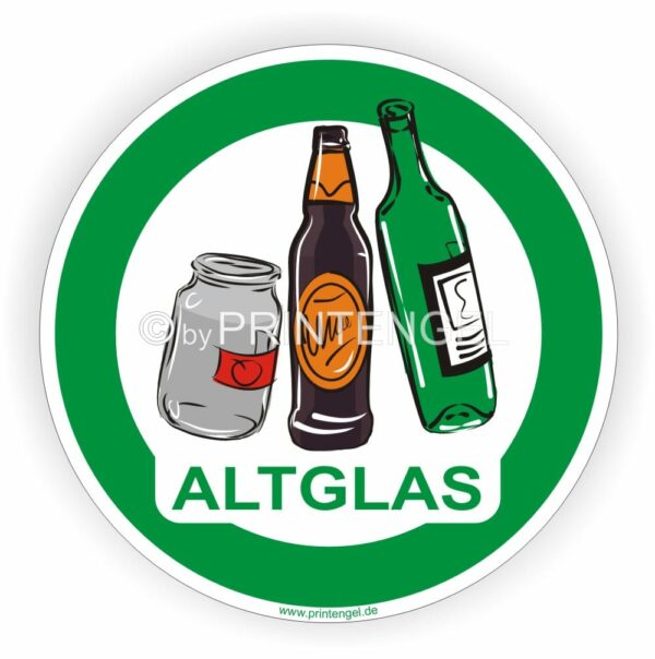 Altglas Aufkleber Kennzeichnung Behälter Tonne- Container Sticker