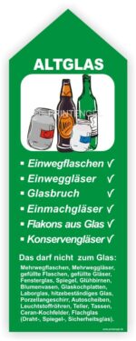 Altglas Kennzeichnung Behälter Tonne- Container Aufkleber Sticker