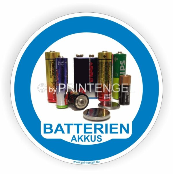 Batterien-Akkus Aufkleber Kennzeichnung Behälter Tonne- Container Sticker