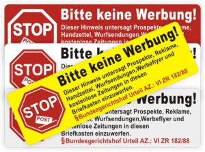 2 Stück "STOPP – Bitte Keine Werbung" Aufkleber – 11x2.4 Cm, Wetterfest, Gelb, Leicht Ablösbar Für Briefkasten & Tür