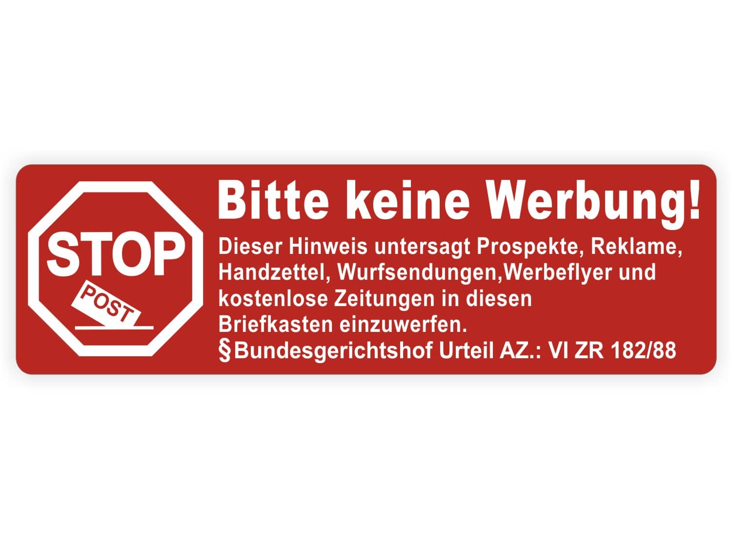 Aufkleber Stopp! Bitte keine Werbung in diesen Briefkasten