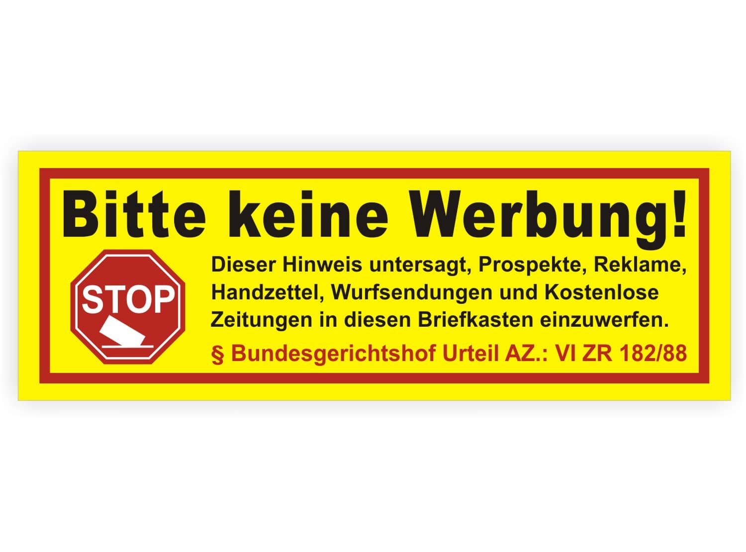 Bitte keine Werbung und kostenlose Prospekte, Flyer, Reklame einwerfen  Briefkasten, Aufkleber, wetterfest! - PrintEngel