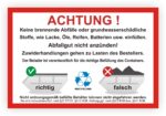 Container richtig befüllen Aufkleber Sticker Kennzeichnung Behälter Tonne