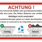 Container richtig befüllen Aufkleber Sticker Kennzeichnung Behälter Tonne