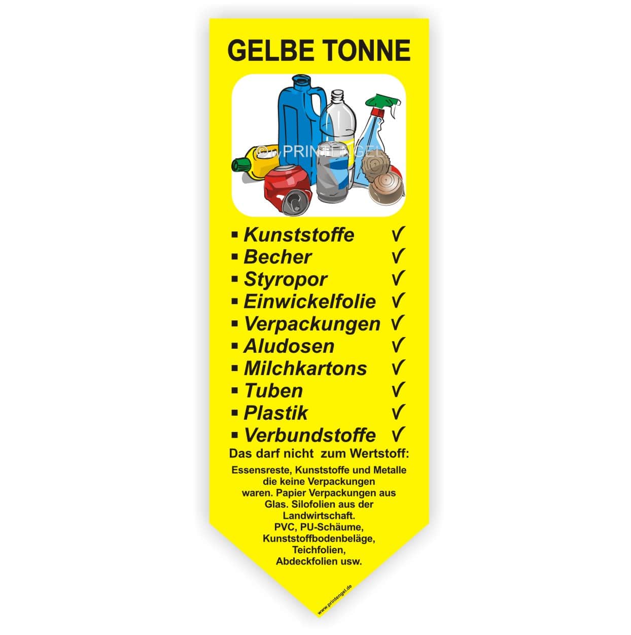 Müll Aufkleber gelbe Tonne - PrintEngel