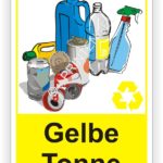 Gelbe Tonne Behälter Tonne- Container Schilder Aufkleber