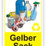 Gelber Sack Behälter Tonne- Container Schilder Aufkleber