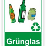 Grünglas Behälter Tonne- Container Schilder - Aufkleber