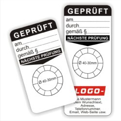 Geprüft am-durch-gemäß § Grundträger Prüfplaketten