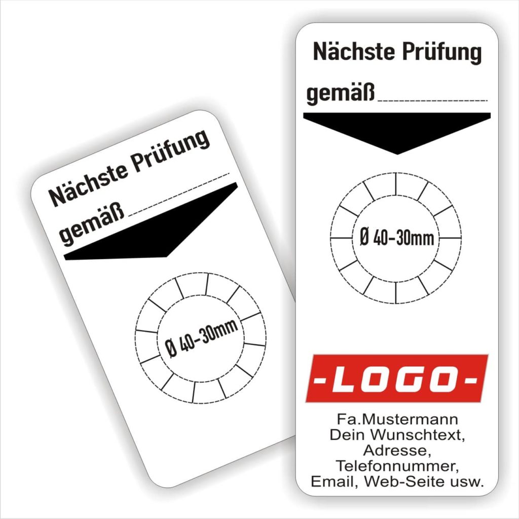 Grundplaketten Prüfplaketten – 40x100 Mm, Wasserfest, UV-beständig – Für Prüfungen Gemäß § – 10 Stück