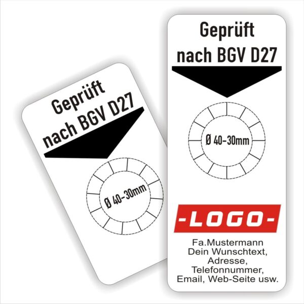 Geprüft nach BGV D27 Wartungsplaketten Plaketten Unterlage