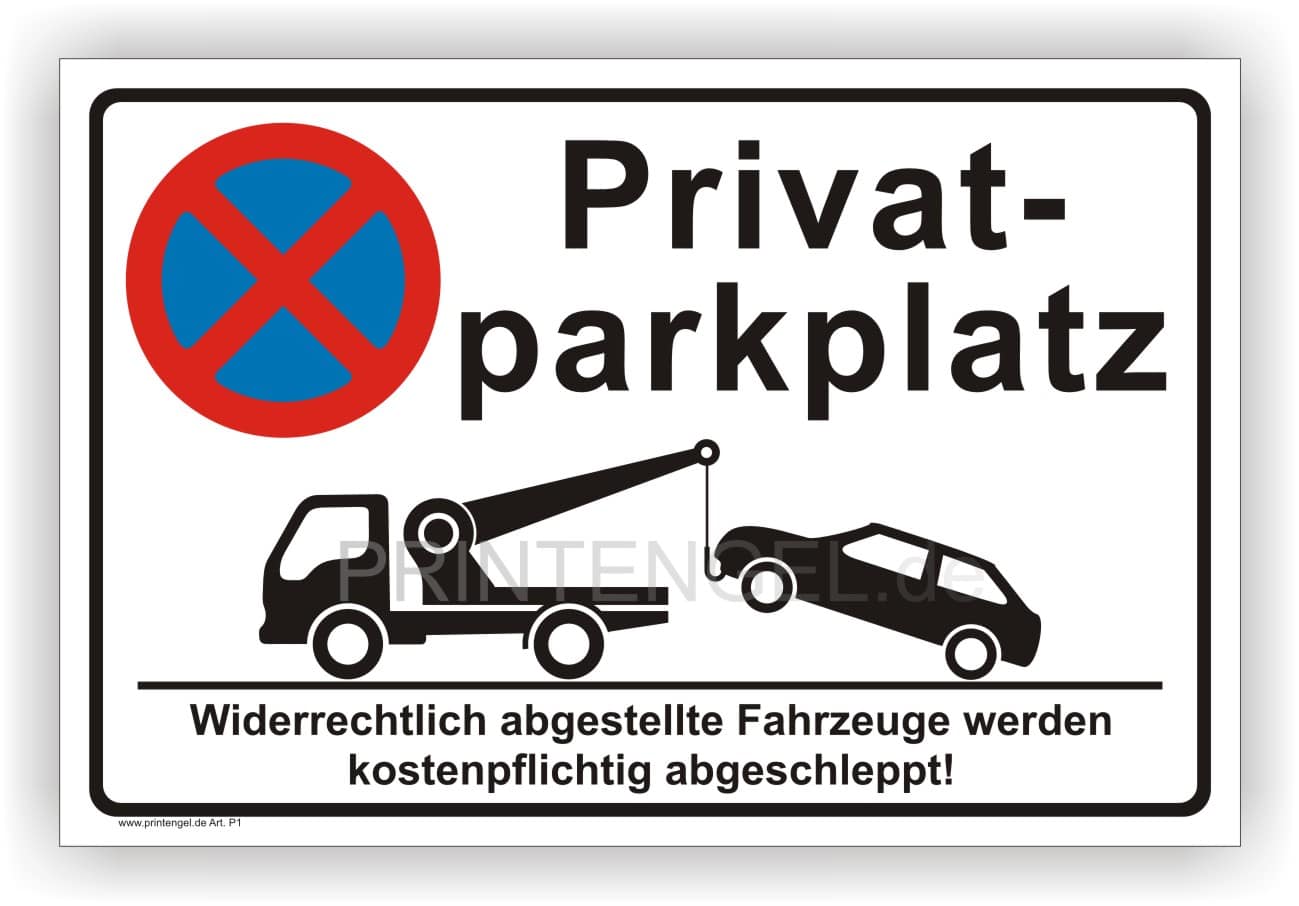 Parkplatzschild - PARKPLATZSYMBOLKENNZEICHEN (bis zu 2  Nummern)ABSCHLEPPHINWEIS