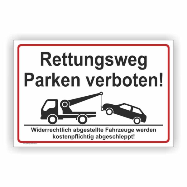 Rettungsweg Parken verboten Schild