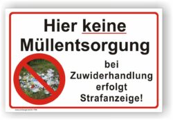 Hier keine Müllentsorgung Schild