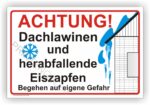 Achtung Dachlawinen und herabfallende Eiszapfen Begehen auf eigene Gefahr