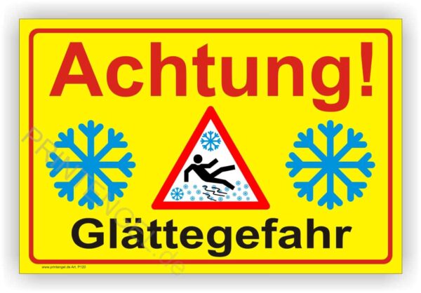 Achtung Glättegefahr Schild