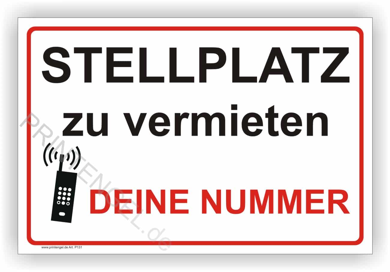 Parkplatzschild VERMIETET von  - Onlineshop für  Beschriftungen