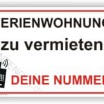 Ferienwohnung zu vermieten schild Wunschdruck