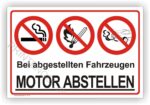 Bei abgestellten Fahrzeugen Motor abstellen