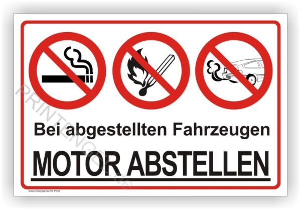 Bei abgestellten Fahrzeugen Motor abstellen