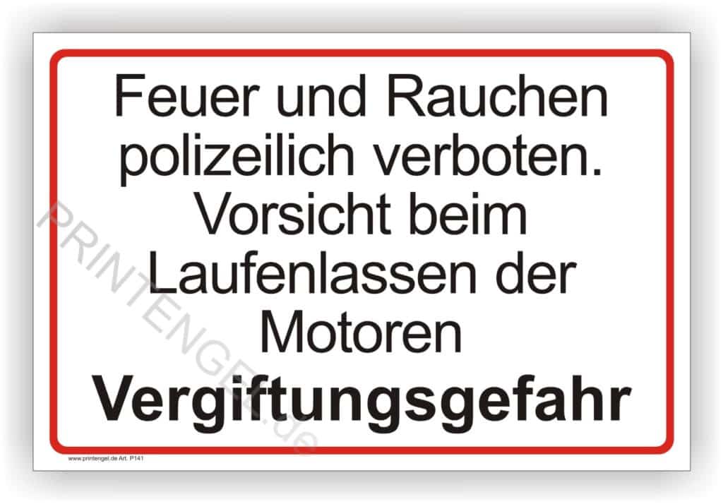 Nicht Mit Dem Auspuff Zur Wand Parken Schild nicht mit dem Aspuff zu Wand parken - PrintEngel