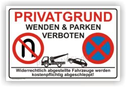 Privatgrundstück Wenden und Parken verboten Schild