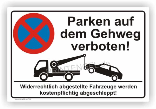 Parken auf dem Gehweg verboten Parverbot Schild