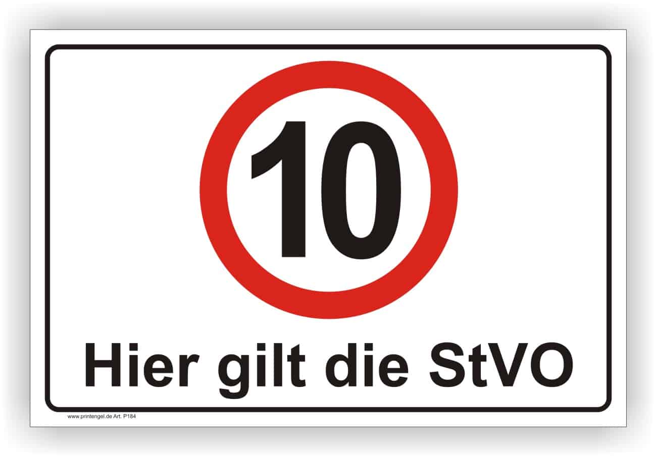 Schild hiergilt die StVO 10 Kmh Symbol - PrintEngel