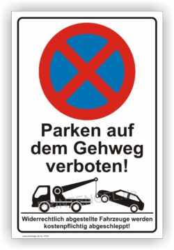 Parken auf dem Gehweg verboten Parverbot Schild