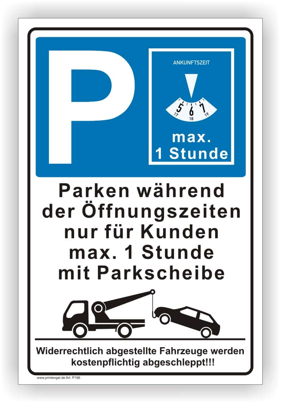 Parkplatz nur für Kundenwährend der Öffnungszeiten - PrintEngel