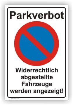 Parkverbot Parkplatzschild